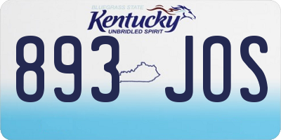 KY license plate 893JOS