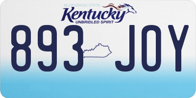 KY license plate 893JOY