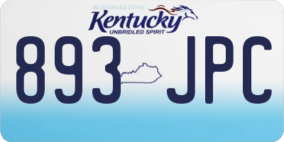 KY license plate 893JPC