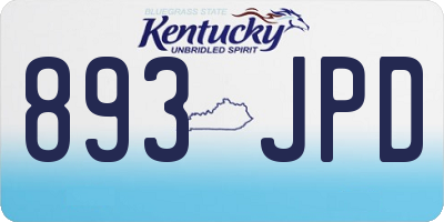 KY license plate 893JPD