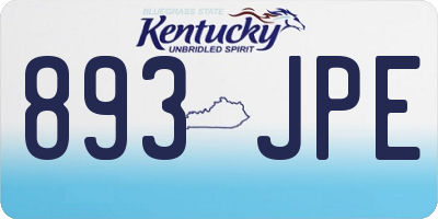 KY license plate 893JPE