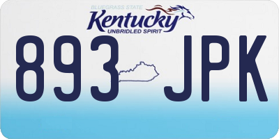 KY license plate 893JPK