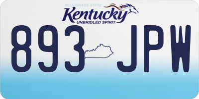 KY license plate 893JPW