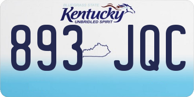 KY license plate 893JQC