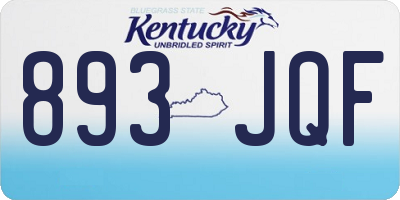 KY license plate 893JQF