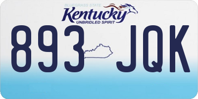 KY license plate 893JQK