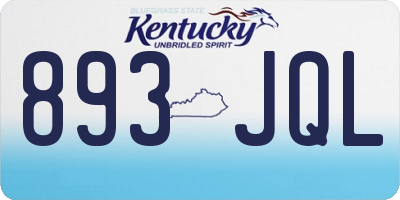 KY license plate 893JQL