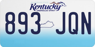KY license plate 893JQN