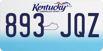 KY license plate 893JQZ