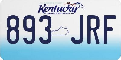 KY license plate 893JRF