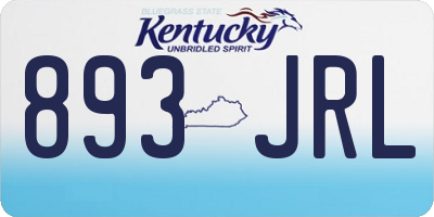 KY license plate 893JRL