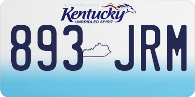 KY license plate 893JRM