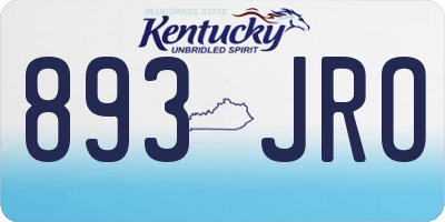 KY license plate 893JRO