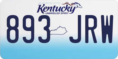 KY license plate 893JRW