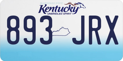 KY license plate 893JRX