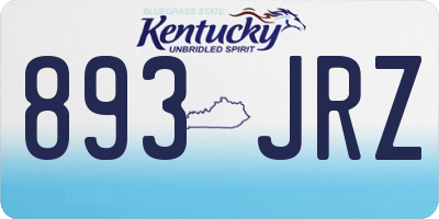 KY license plate 893JRZ