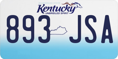 KY license plate 893JSA