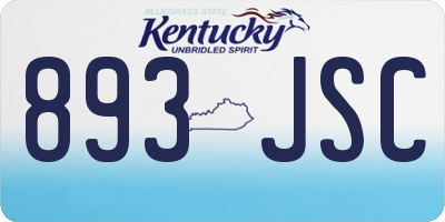 KY license plate 893JSC