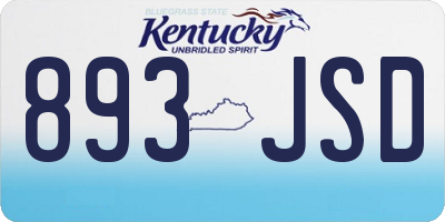 KY license plate 893JSD