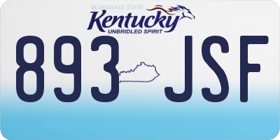 KY license plate 893JSF