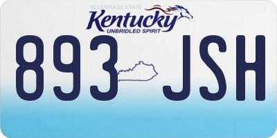 KY license plate 893JSH