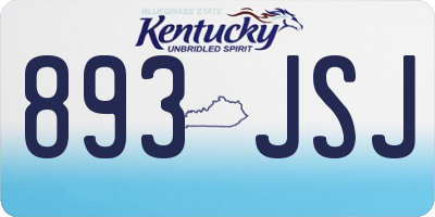 KY license plate 893JSJ