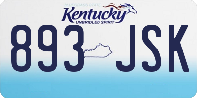 KY license plate 893JSK