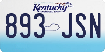 KY license plate 893JSN