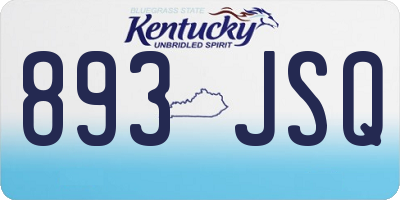 KY license plate 893JSQ