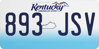 KY license plate 893JSV