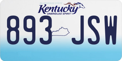 KY license plate 893JSW