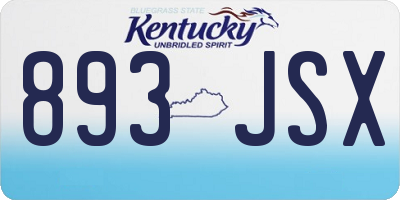 KY license plate 893JSX