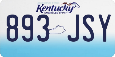 KY license plate 893JSY