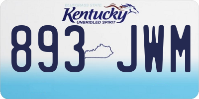 KY license plate 893JWM