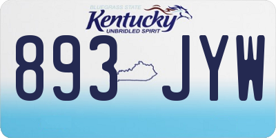 KY license plate 893JYW