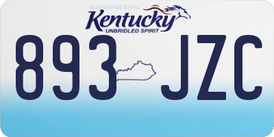 KY license plate 893JZC