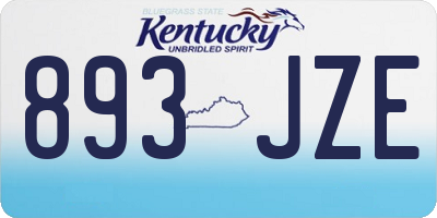 KY license plate 893JZE