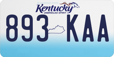 KY license plate 893KAA