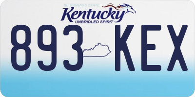KY license plate 893KEX