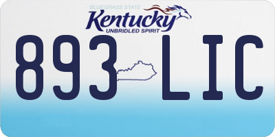 KY license plate 893LIC