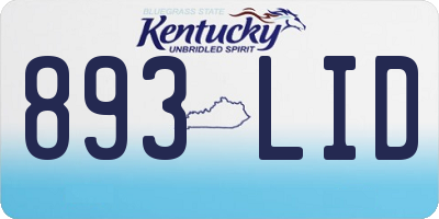 KY license plate 893LID