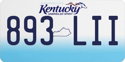 KY license plate 893LII