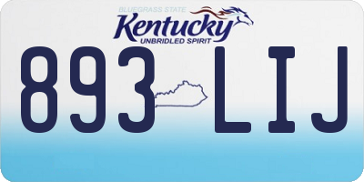KY license plate 893LIJ