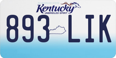 KY license plate 893LIK