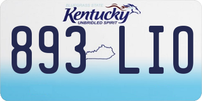 KY license plate 893LIO