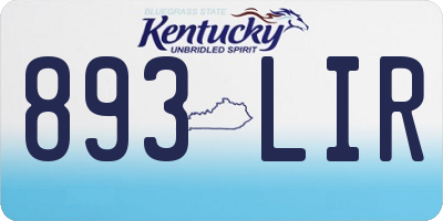 KY license plate 893LIR
