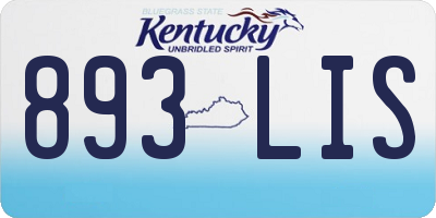 KY license plate 893LIS