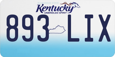 KY license plate 893LIX
