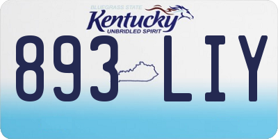 KY license plate 893LIY
