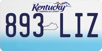 KY license plate 893LIZ